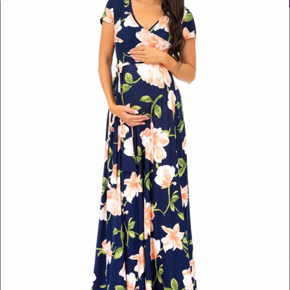 Mother Bee Maternity: Navy Floral Dress